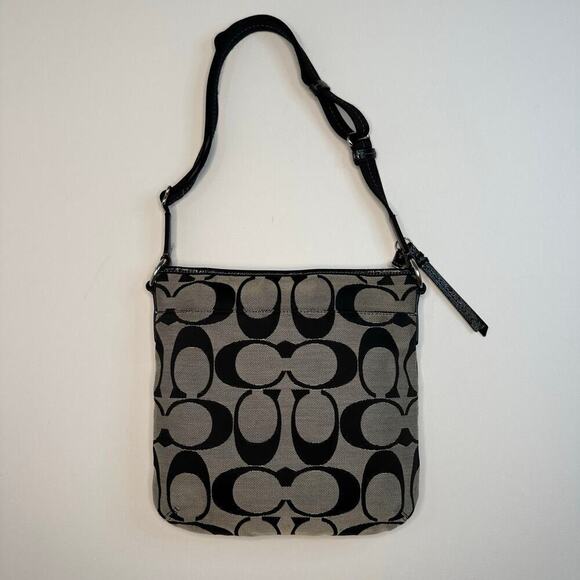Vintage Y2K Coach Black and Gray Monogram Shoulder Bag - Picture 4 of 8